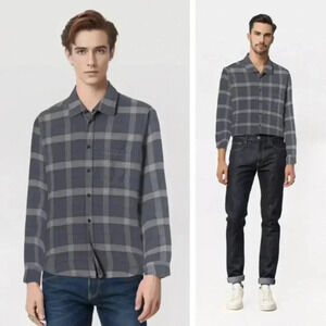 NEW Billy Reid Tuscumbia Shirt Grey Plaid